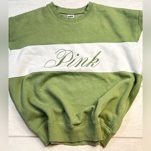 PINK Victoria's Secret Kids Olive and White Hoodie